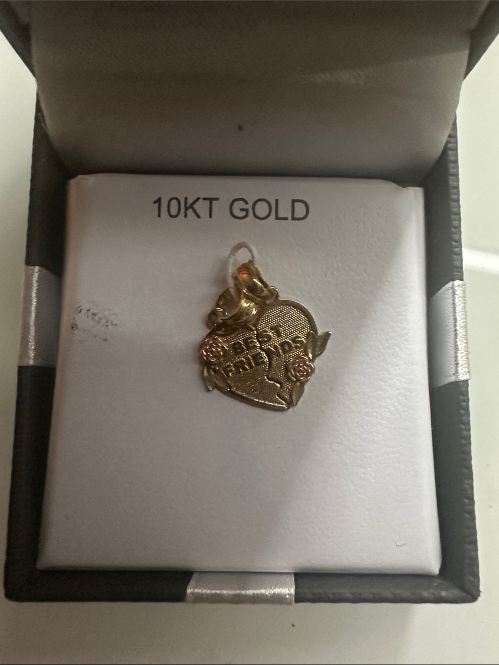10KT Gold Heart 'Best Friends' Charm Pendant